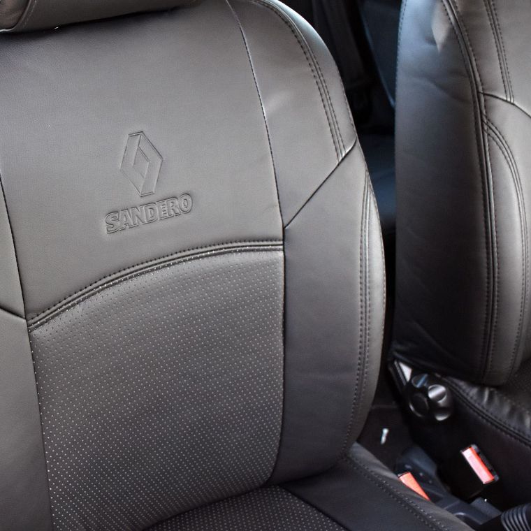 روکش صندلی چرم مشکی و نقره ای ساندرو