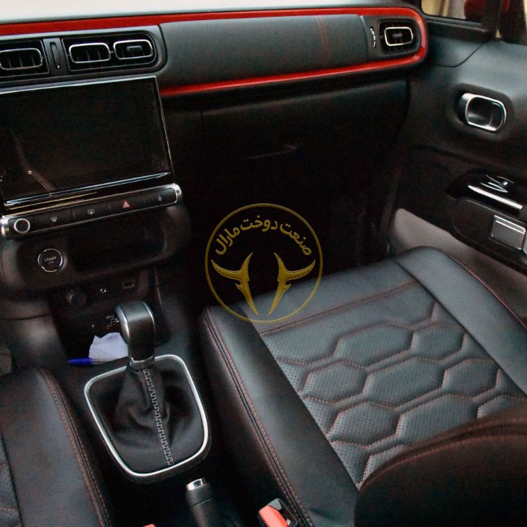 روکش چرم مشکی سیتروئن C3