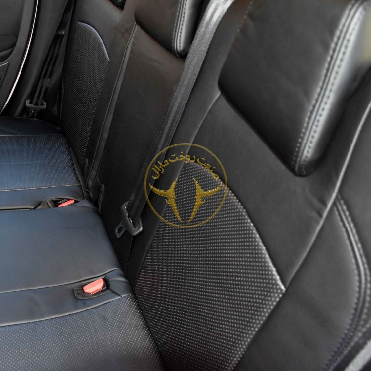 روکش صندلی چرم مشکی و طوسی پژو 2008