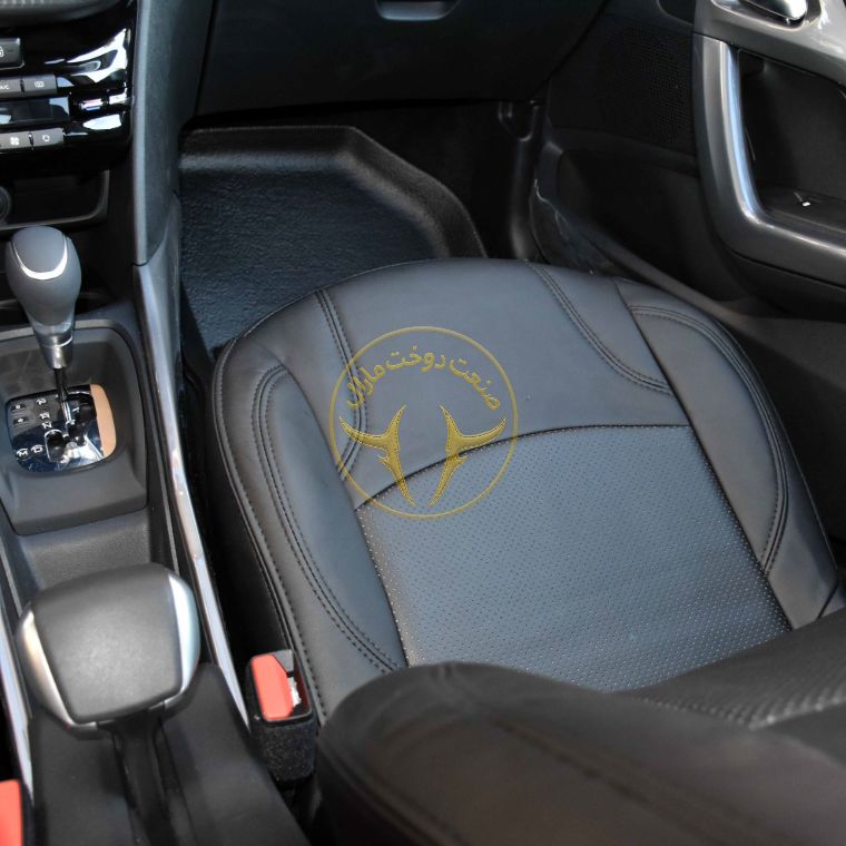 روکش صندلی چرم مشکی و طوسی پژو 2008