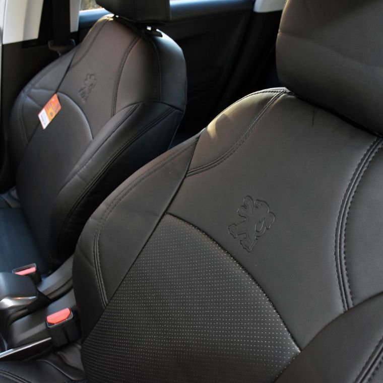 روکش صندلی چرم مشکی و طوسی پژو 2008