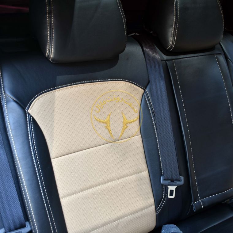 روکش صندلی چرم مشکی و کرم کوپا