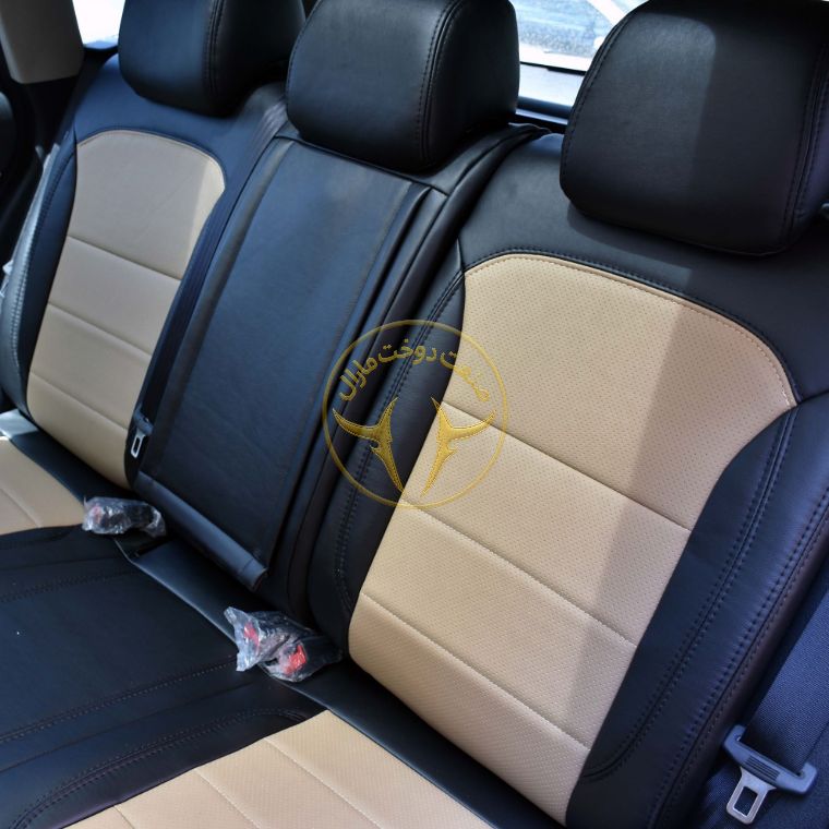 روکش صندلی چرم مشکی و کرم کوپا