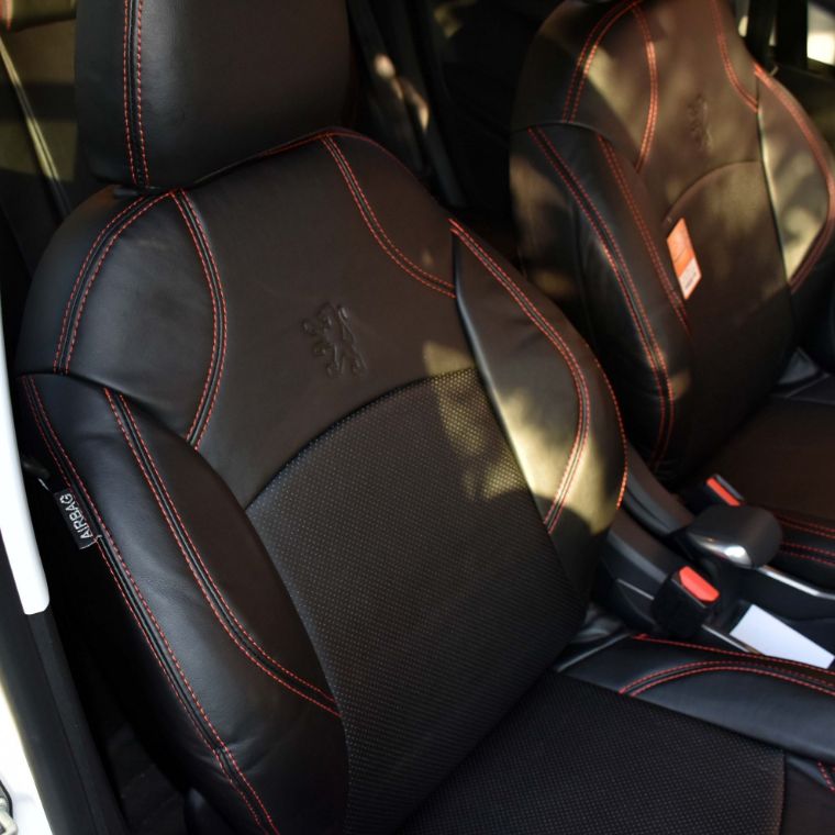 روکش صندلی چرم مشکی و طوسی پژو 2008