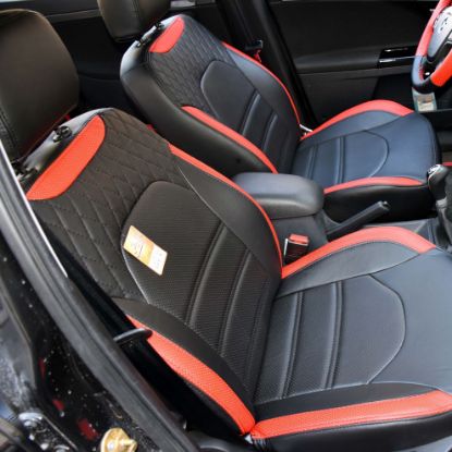 روکش چرم مشکی قرمز سمند جدید