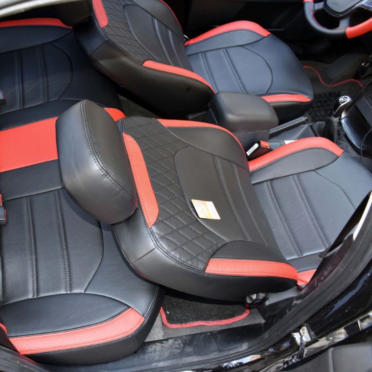 روکش چرم مشکی قرمز سمند جدید