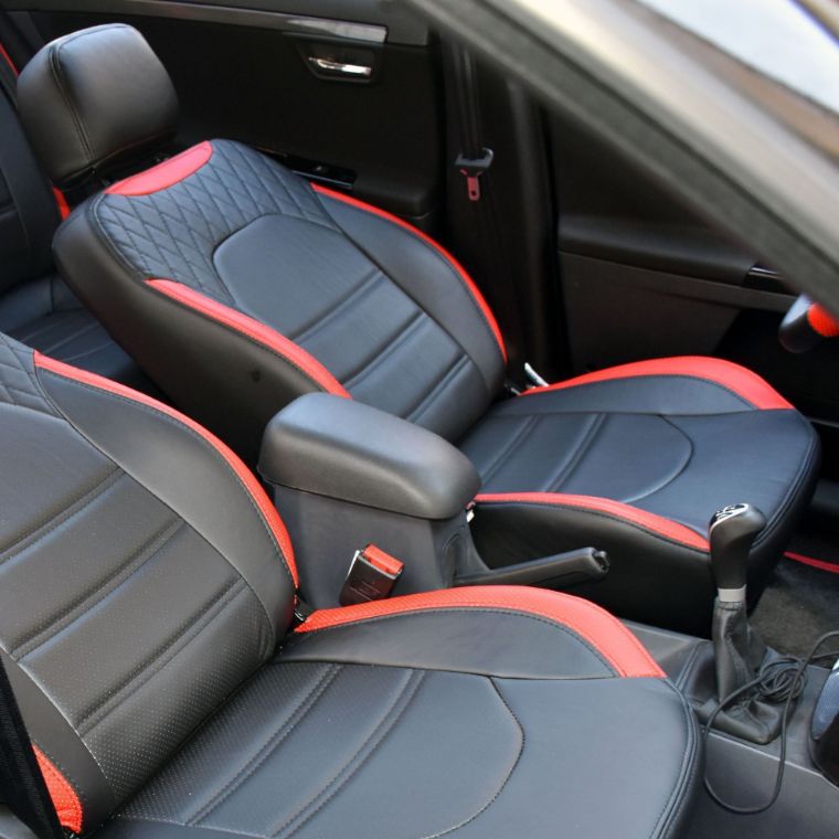 روکش چرم مشکی قرمز سمند جدید