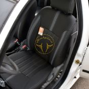 روکش صندلی چرم مشکی نوار طوسی ساینا