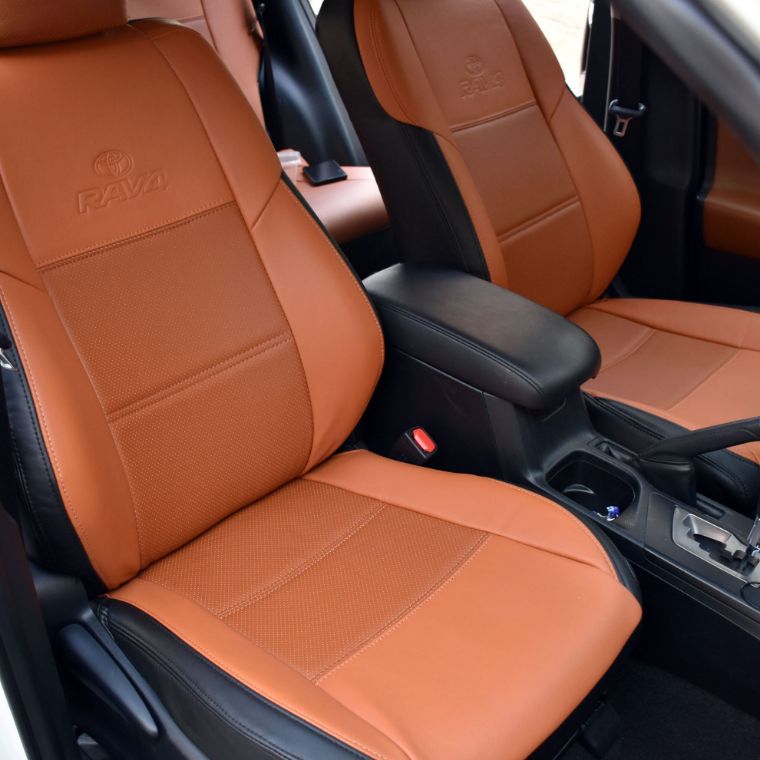 روکش چرم مشکی و زرشکی راوفور Rav4