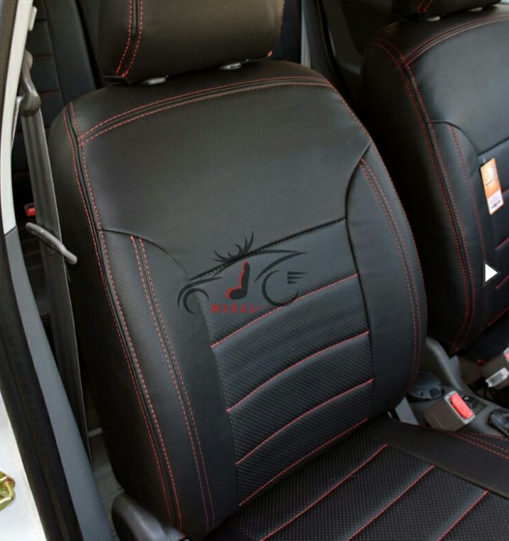 روکش کوییک چرم مشکی نوار طوسی