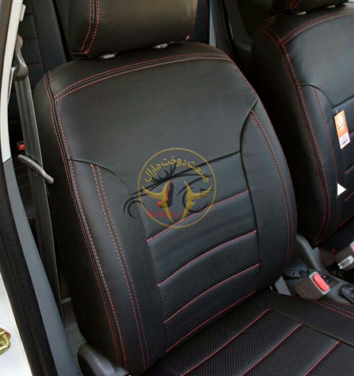 روکش کوییک چرم مشکی نوار طوسی