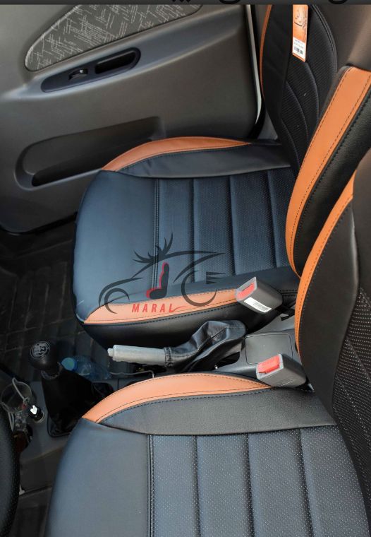 روکش کوییک چرم مشکی نوار طوسی