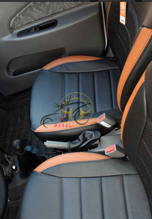 روکش کوییک چرم مشکی نوار طوسی