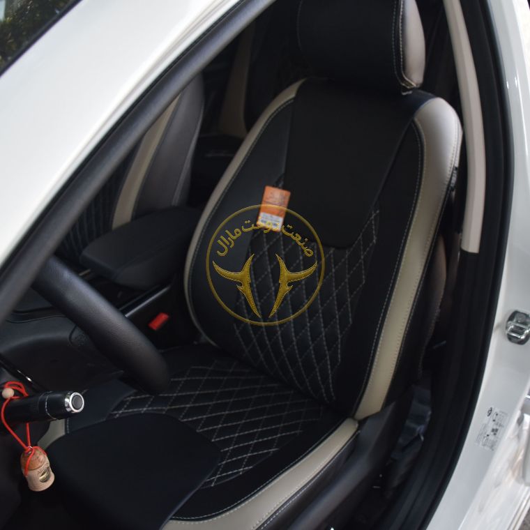 روکش چرم مشکی نوار کرم آریزو 6 ARIZO	