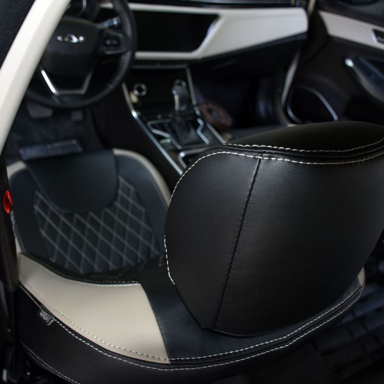 روکش چرم مشکی نوار کرم آریزو 6 ARIZO	