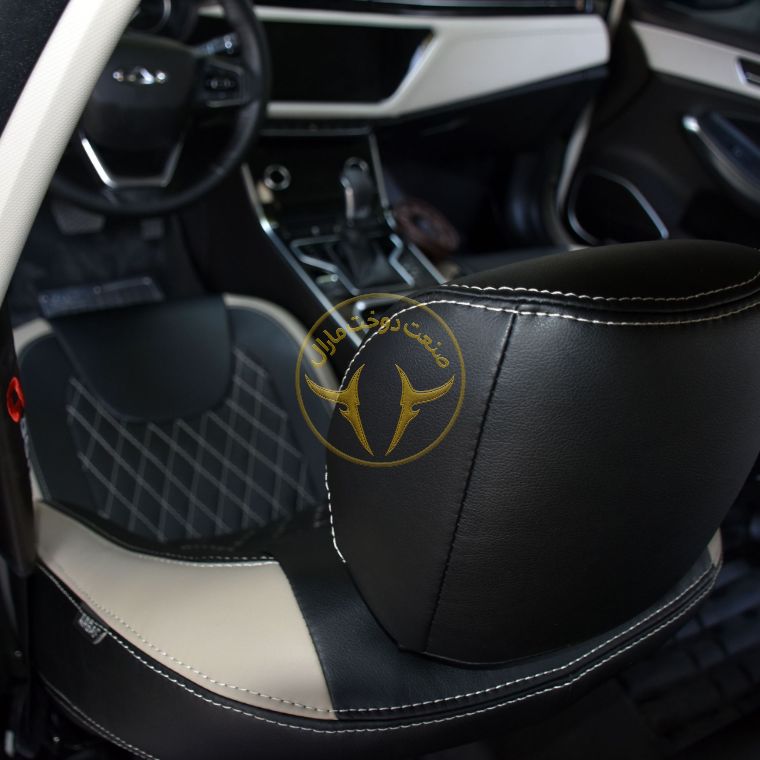 روکش چرم مشکی نوار کرم آریزو 6 ARIZO	