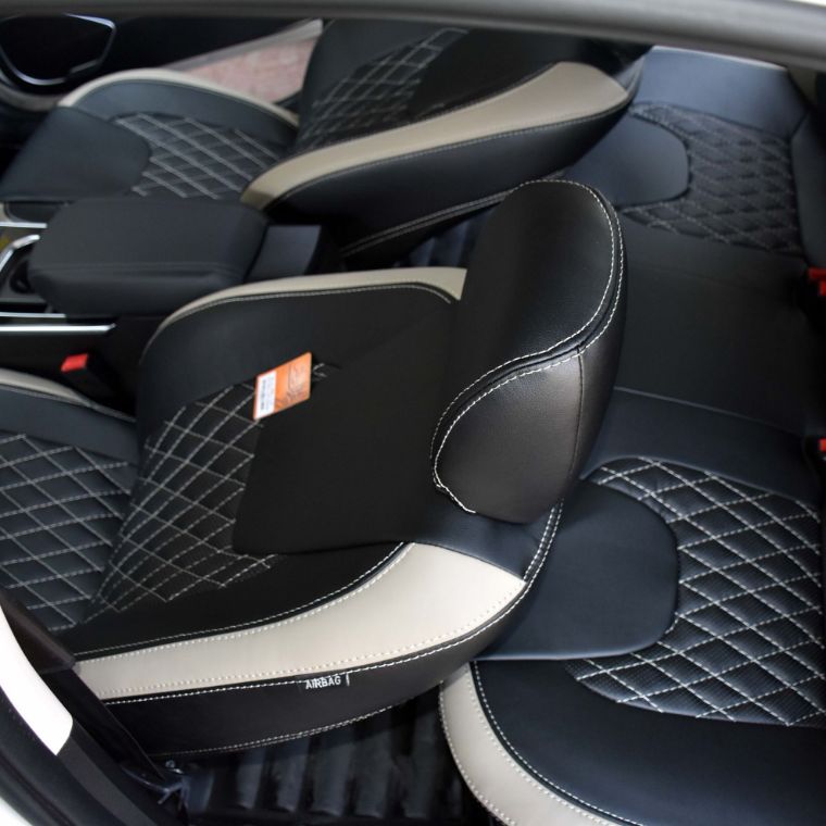 روکش چرم مشکی نوار کرم آریزو 6 ARIZO	