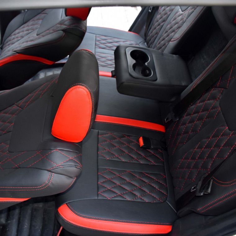 روکش صندلی چرم مشکی قرمز لکسوسی SX5