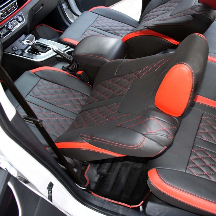 روکش صندلی چرم مشکی قرمز لکسوسی SX5