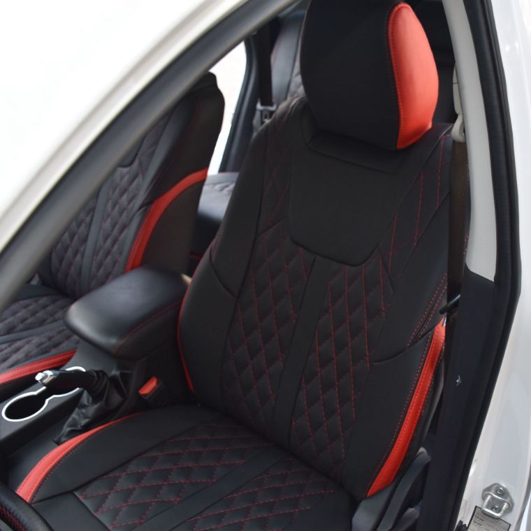 روکش صندلی چرم مشکی قرمز لکسوسی SX5