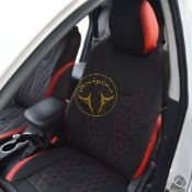 روکش صندلی چرم مشکی نوار قرمز SX5