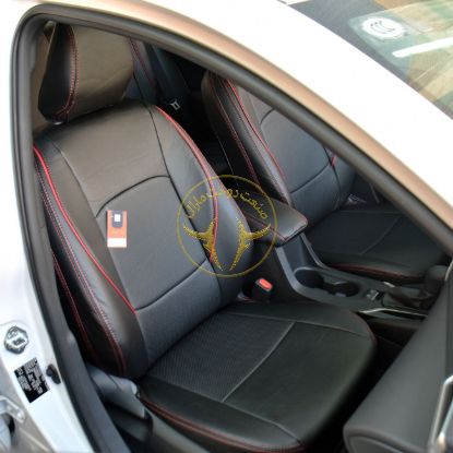 چرم درجه یک مشکی نوار قرمز کرولا هیبرید 2023 لوین روکش چرم مشکی نوار قرمز کرولا هیبرید 2023 لوین