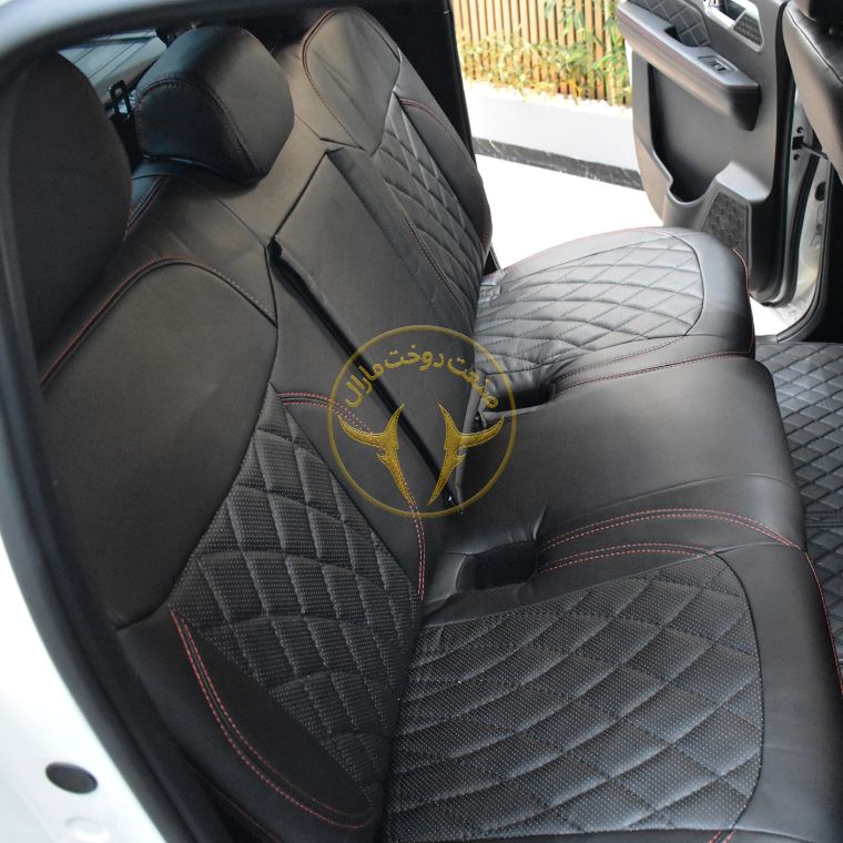 روکش صندلی چرم مشکی دوخت قرمز T9