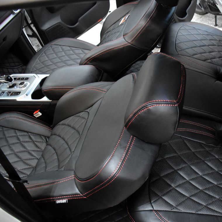 روکش صندلی چرم مشکی دوخت قرمز T9