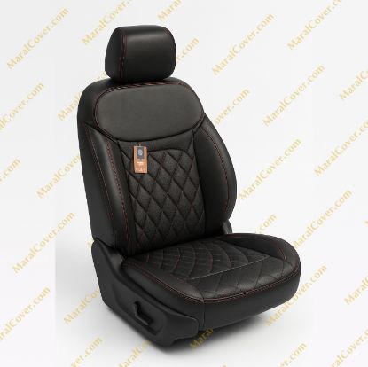 روکش صندلی چرم مشکی دوخت قرمز T9