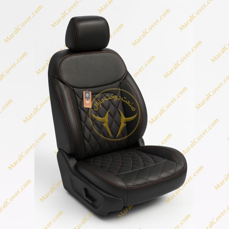 روکش صندلی چرم مشکی دوخت قرمز T9