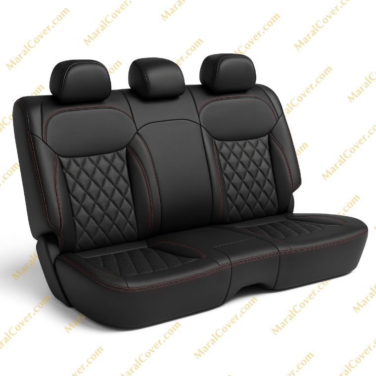 روکش صندلی چرم مشکی دوخت قرمز T9