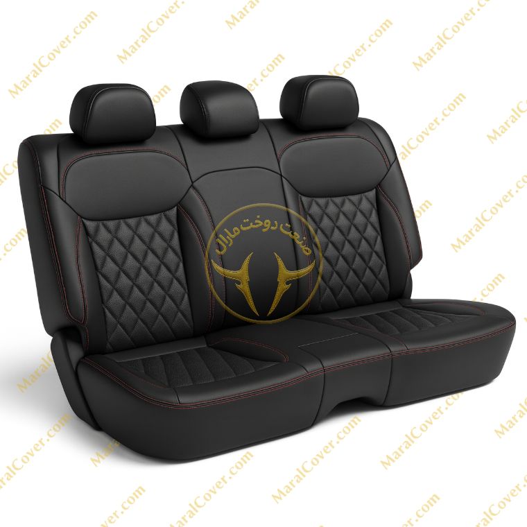 روکش صندلی چرم مشکی دوخت قرمز T9