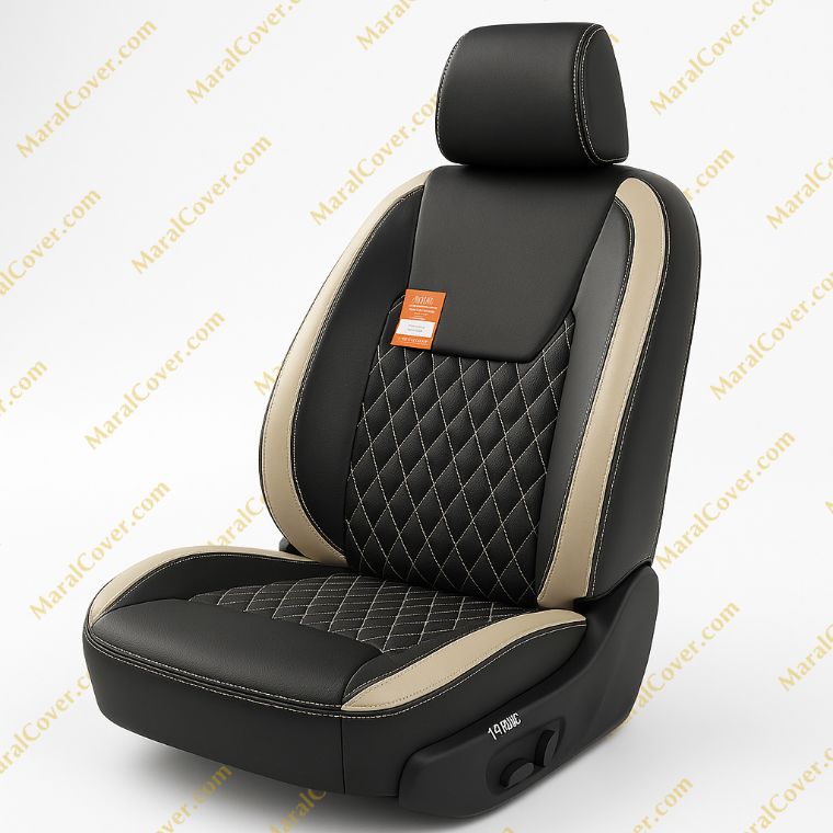 روکش چرم مشکی نوار کرم آریزو 6 ARIZO	