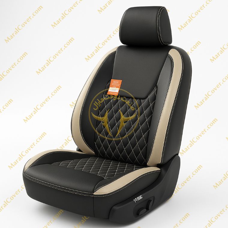 روکش چرم مشکی نوار کرم آریزو 6 ARIZO	