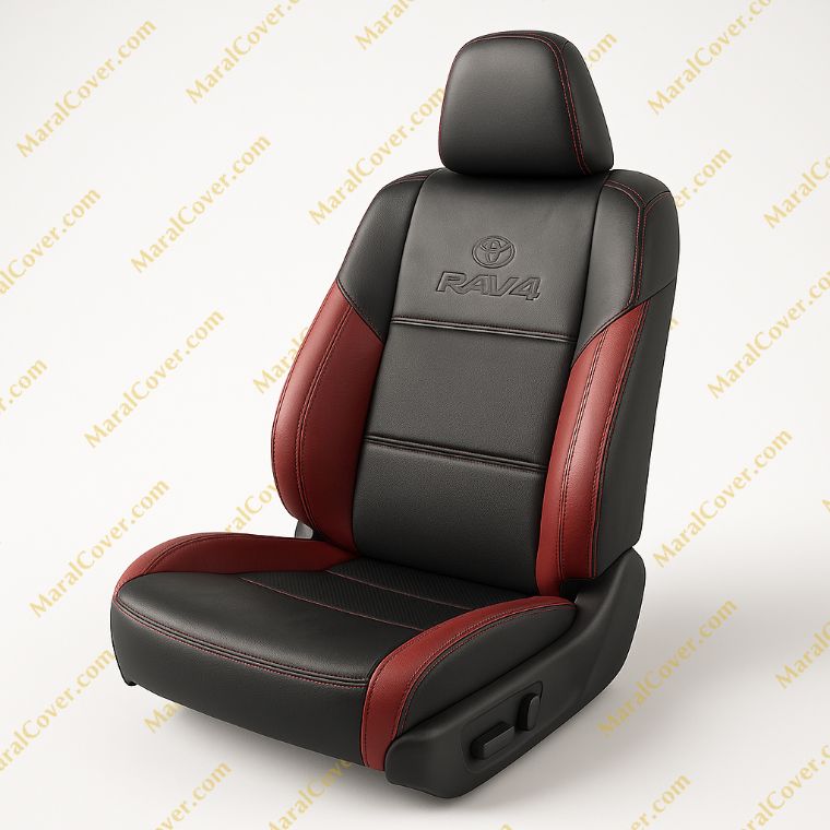 روکش چرم مشکی و زرشکی راوفور Rav4