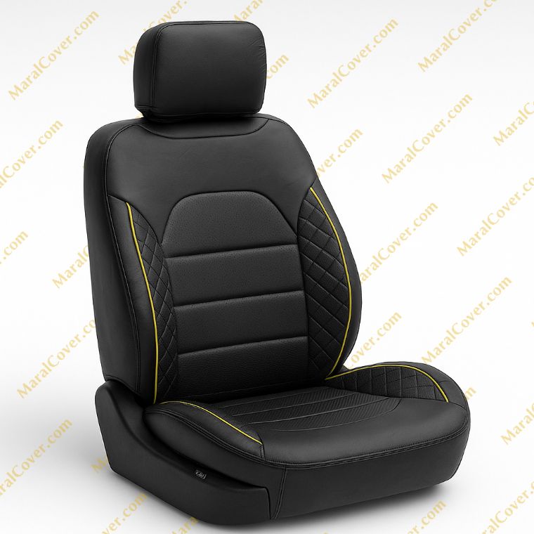 روکش صندلی چرمی سمند سورن مشکی نوار قرمز