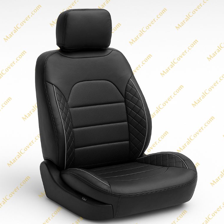 روکش صندلی چرمی سمند سورن مشکی نوار قرمز