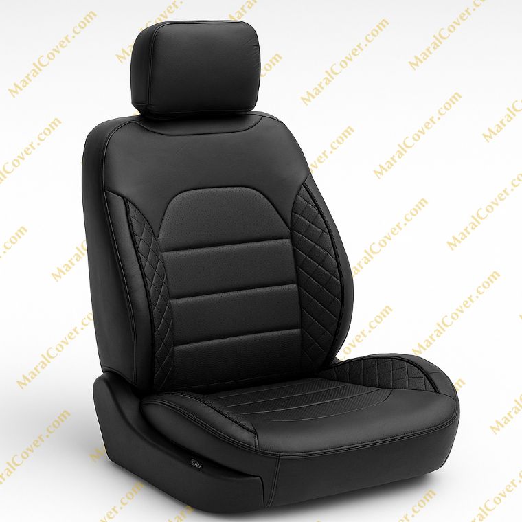 روکش صندلی چرمی سمند سورن مشکی نوار قرمز