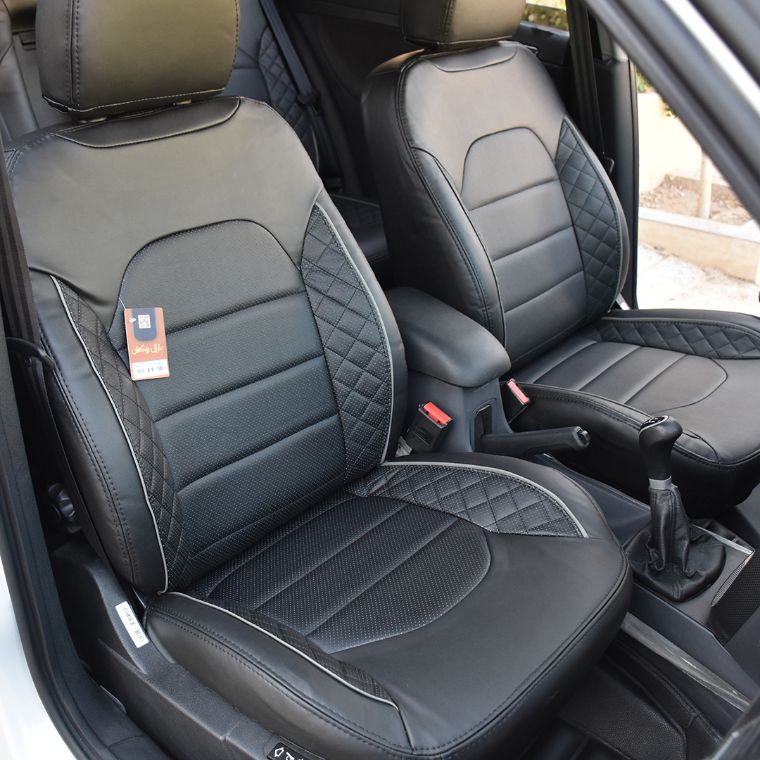 روکش صندلی چرمی سمند سورن مشکی نوار قرمز